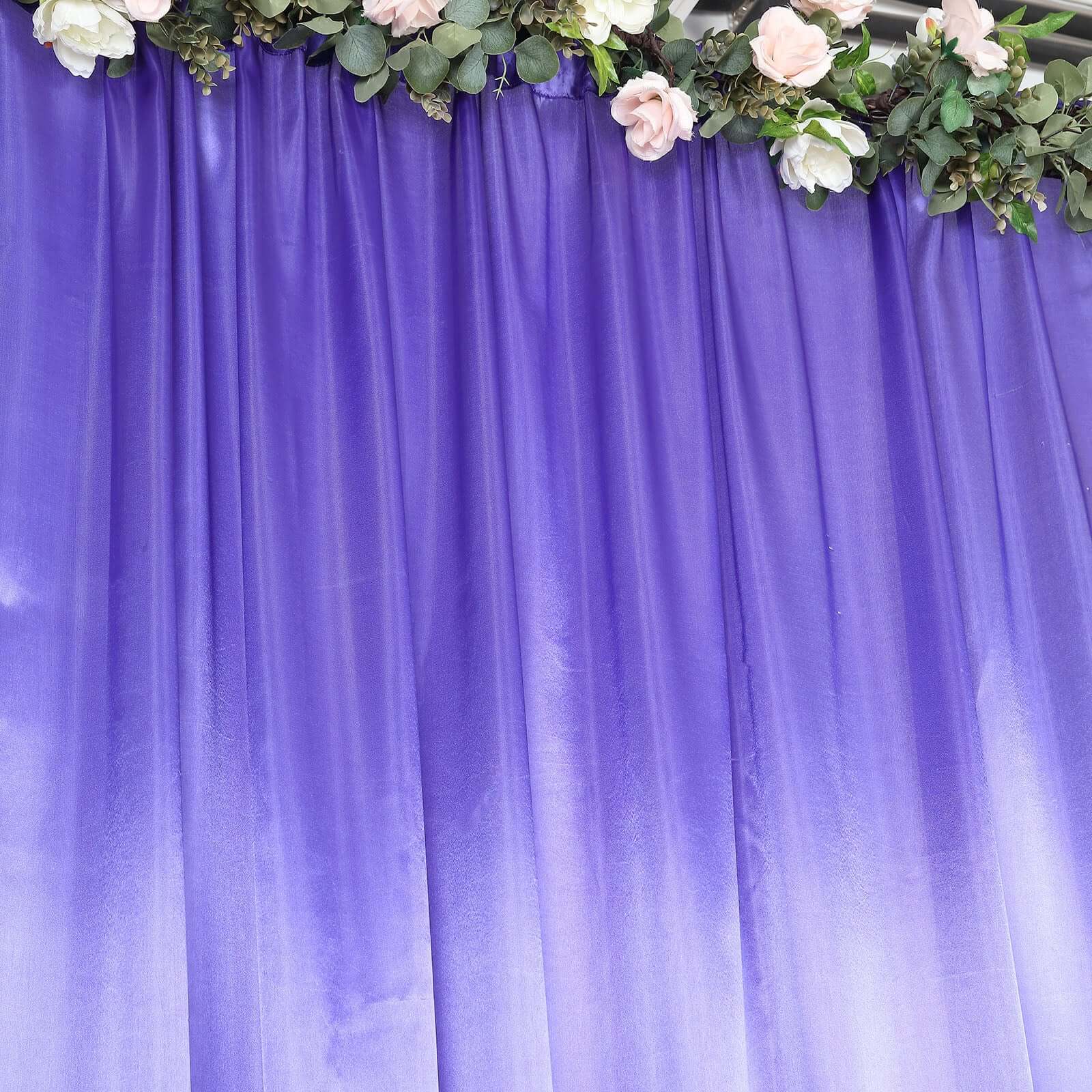 8ftx10ft Purple Satin Event Curtain Drapes, Backdrop Event Panel