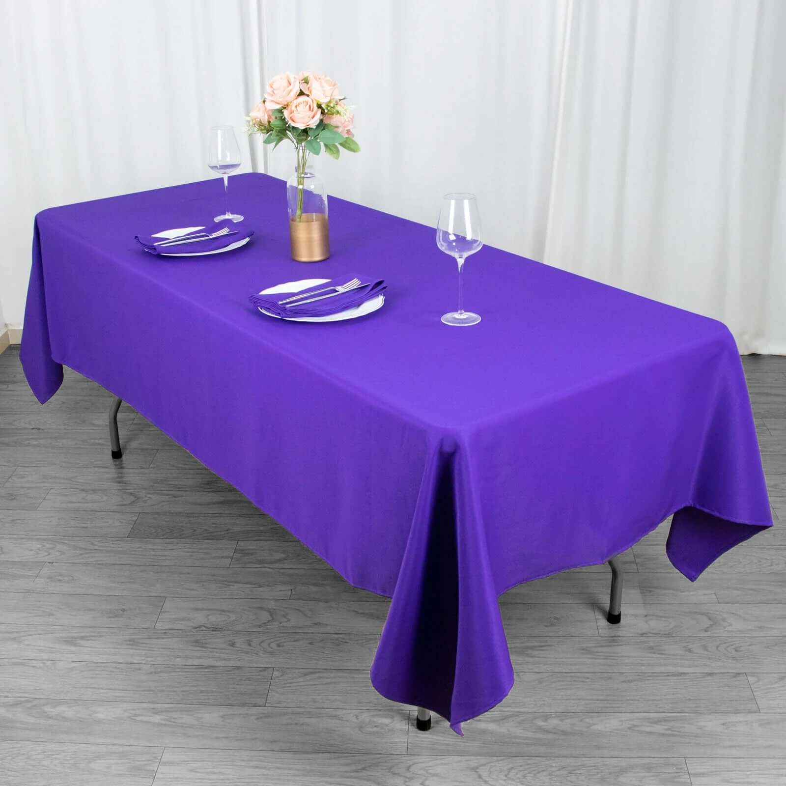 Premium Polyester 60"x102" Rectangle Tablecloth Purple - Durable 220GSM Wrinkle-Resistant Table Cover