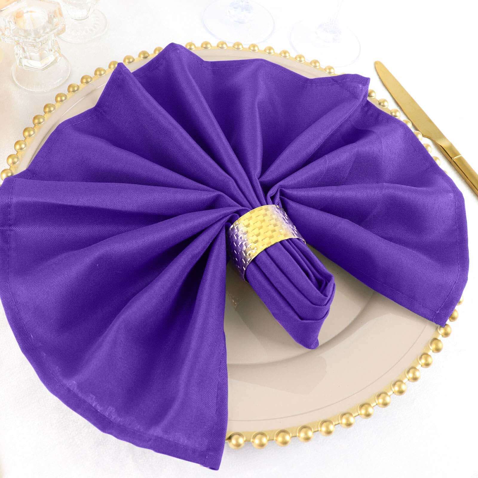 5 Pack Polyester 20"x20" Napkins Purple - Wrinkle Resistant & Easy Care Cloth Napkins