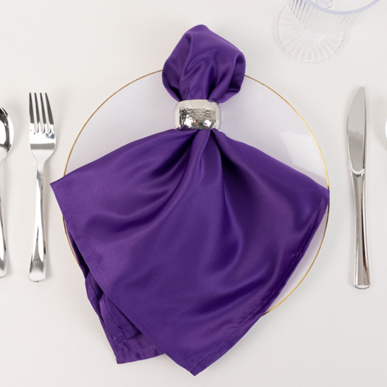 5 Pack Lamour Satin 20"x20" Napkins Purple - Soft Matte Finish Dinner Napkins