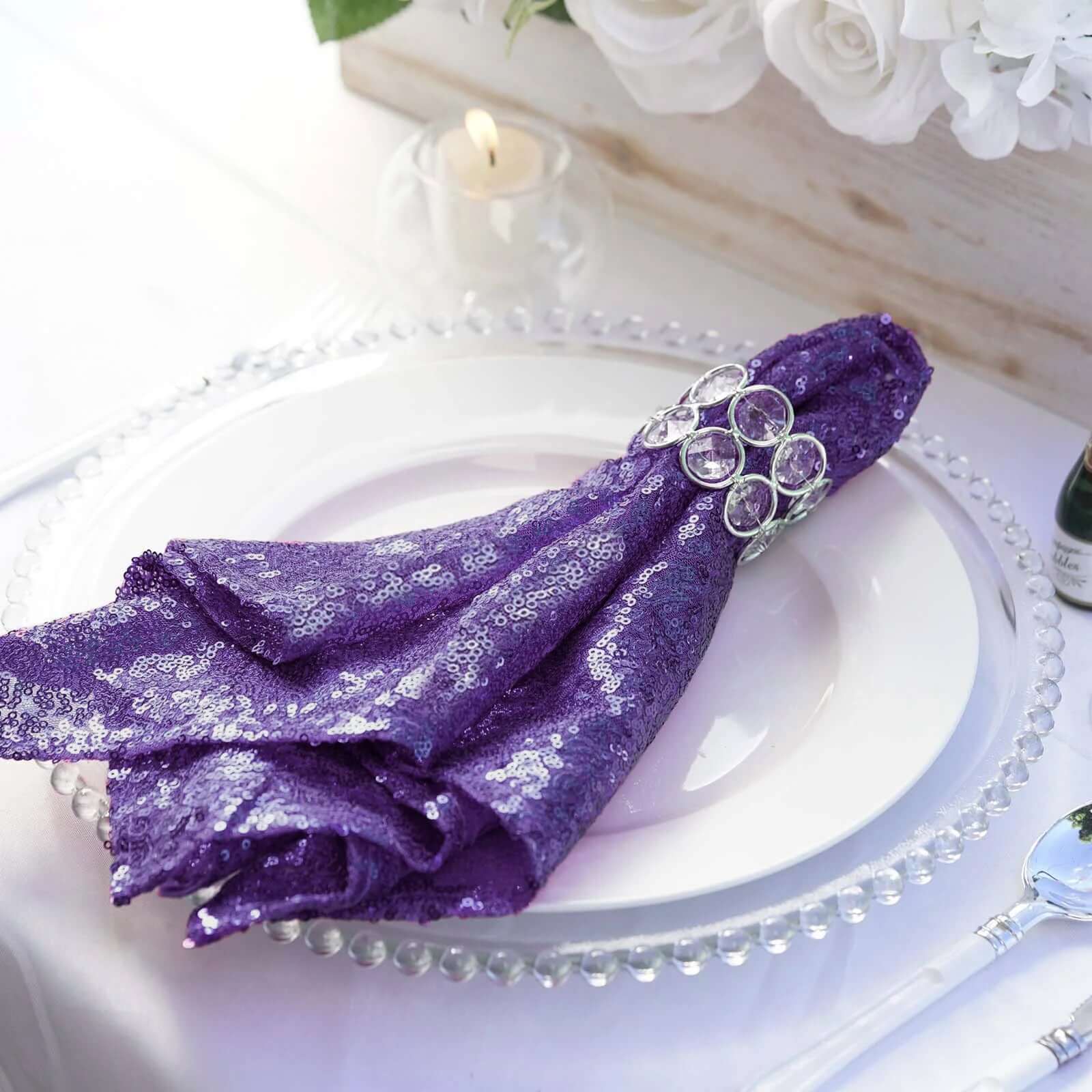 Sequin 20"x20" Napkin Purple - Shimmering Dinner Napkin