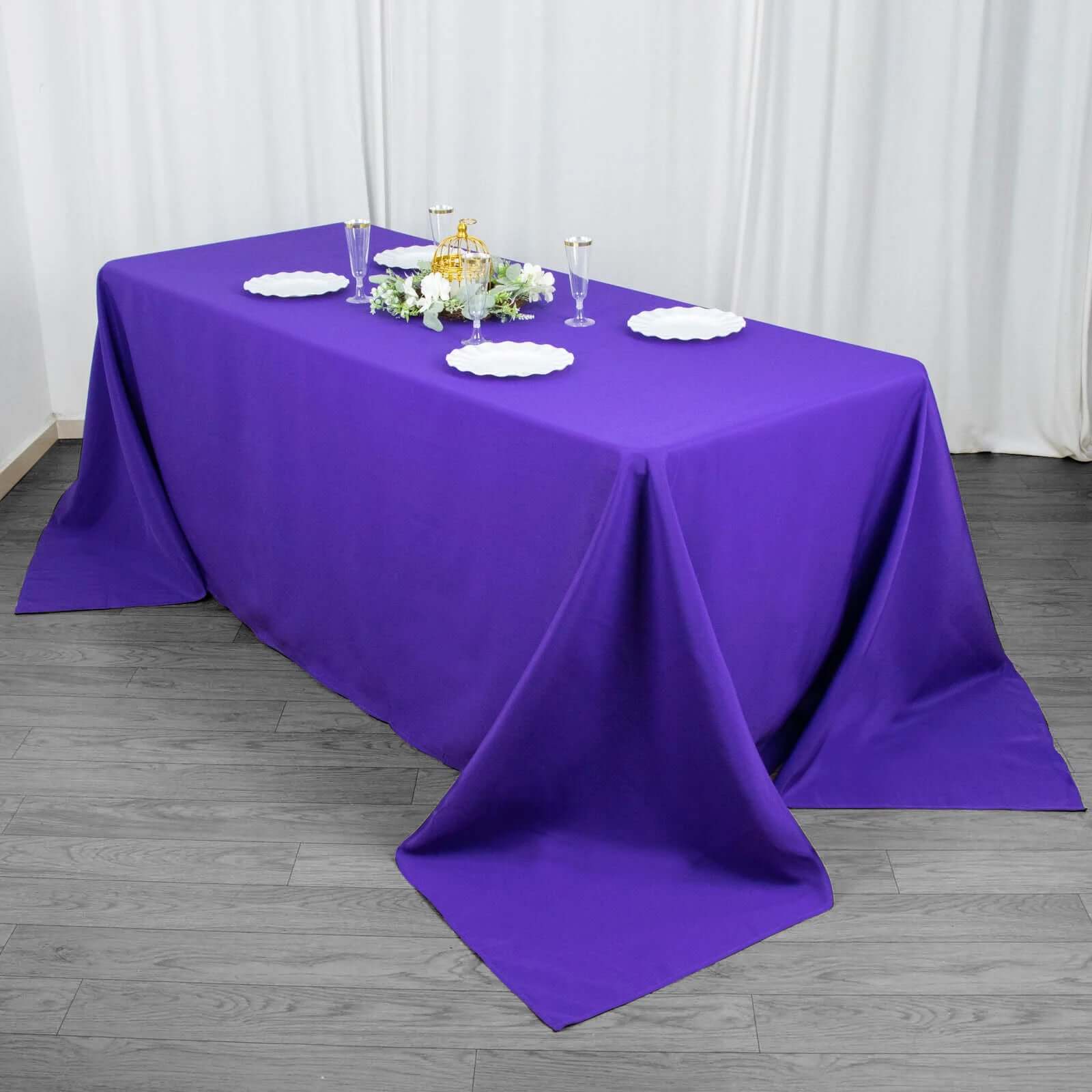 Premium Polyester 90"x132" Rectangle Tablecloth Purple - Seamless 220GSM Stain-Resistant Table Cover