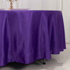 Lamour Satin 108" Round Tablecloth Purple - Durable & Silk-Like Table Cover