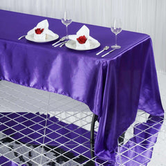 Satin Rectangular 60"x126" Tablecloth Purple - Smooth and Lustrous Table Cover