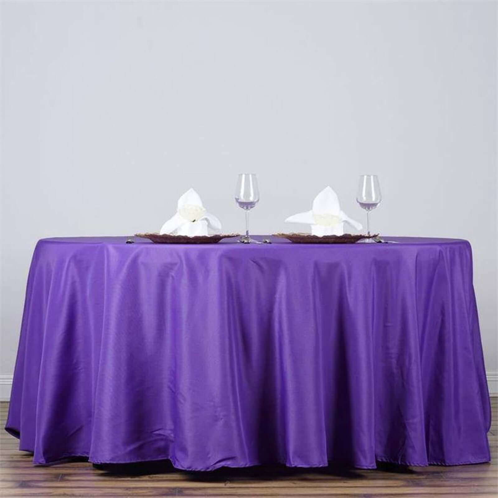 Polyester 132" Round Tablecloth Purple - Seamless Chic Table Cover