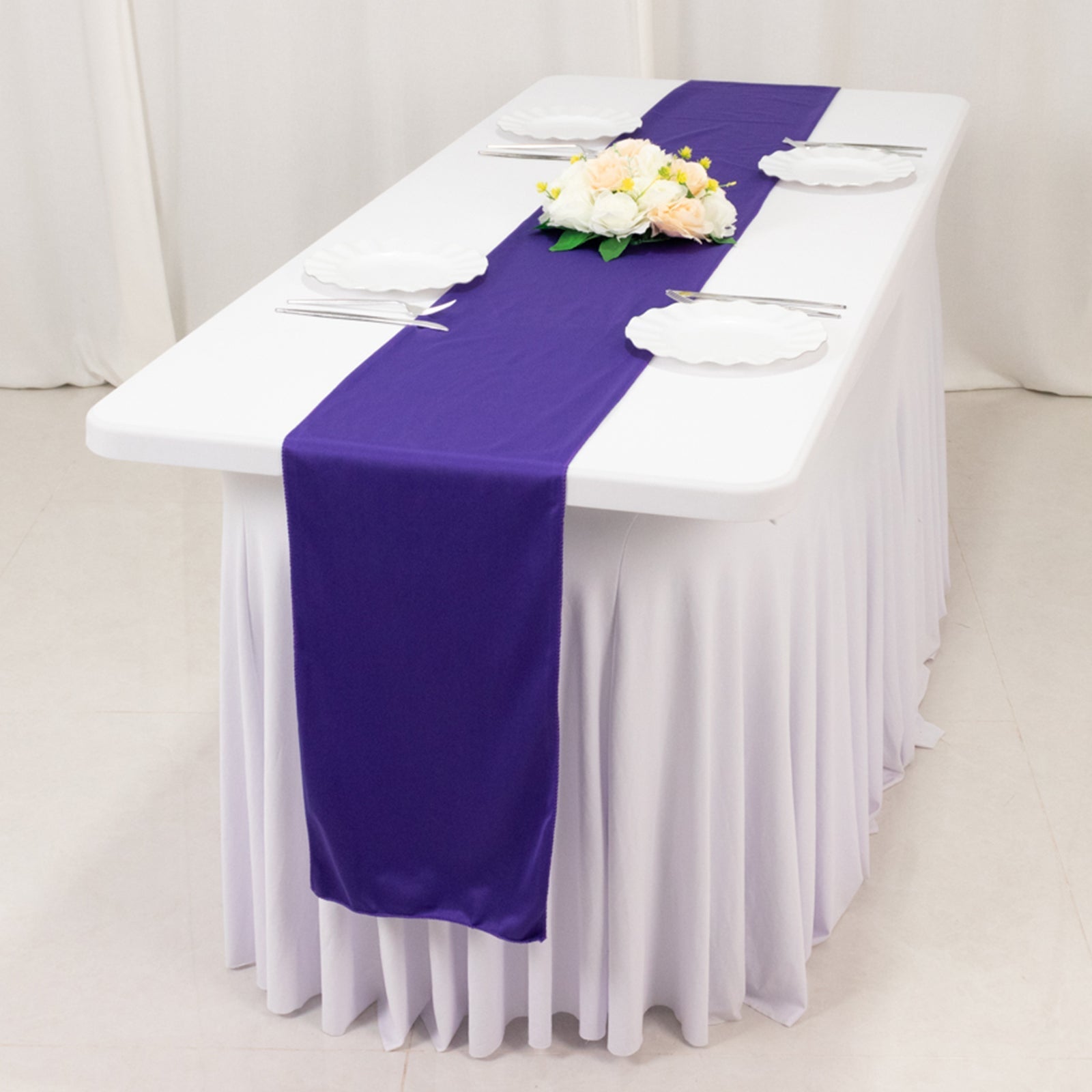 Scuba Polyester 12"x108" Table Runner Purple - Wrinkle-Free Table Linen