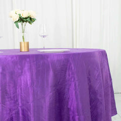 Taffeta 120" Round Tablecloth Purple - Seamless Accordion Crinkle Table Cover