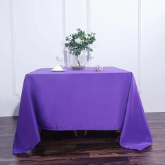 Polyester Square 90"x90" Tablecloth Purple - Wrinkle-Resistant & Durable Table Cover