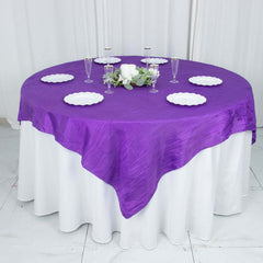 Taffeta 72"x72" Table Overlay Square Tablecloth Purple - Accordion Crinkle Table Cover