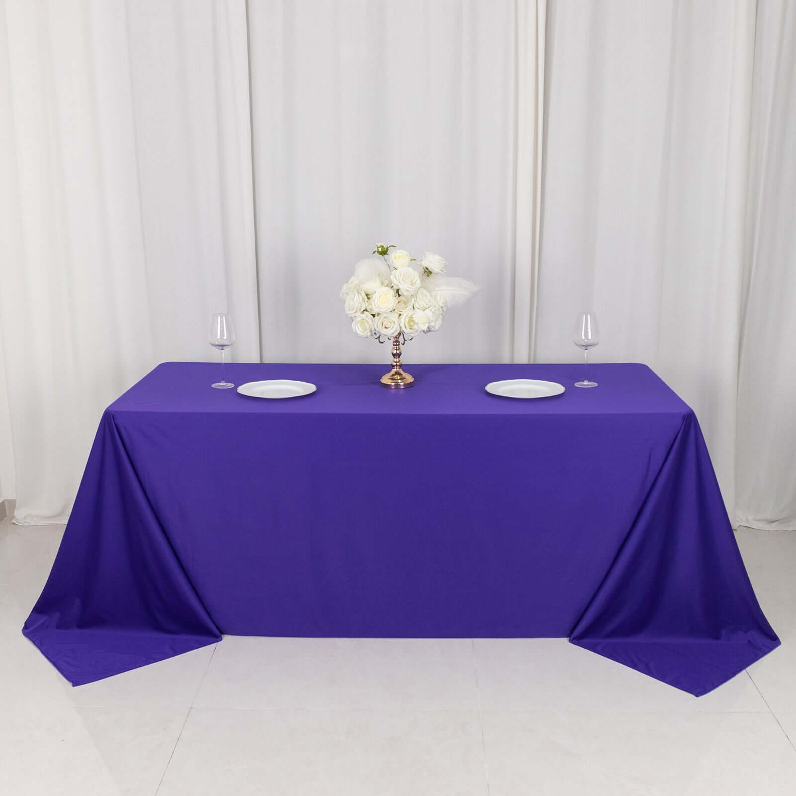 Scuba Rectangular 90"x132" Tablecloth Purple - Wrinkle Free, Stain Resistant & Seamless Table Cover