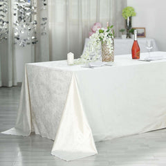 Premium Velvet 90"x156" Rectangle Tablecloth Ivory - Reusable Soft & Seamless Table Cover