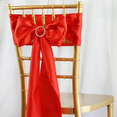 5 Pack Satin Chair Sashes Red - Durable Chair Bows with Shiny Finish 6"x106"