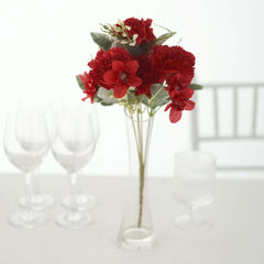 3 Pack 14" Red Artificial Silk Carnation Flower Arrangements, Faux Floral Bouquets Bushes