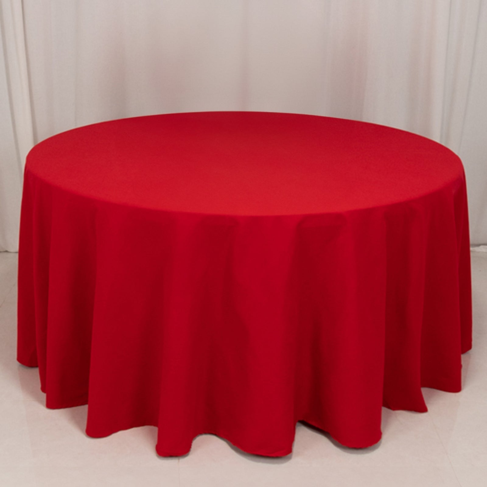 Cotton Blend 120" Round Tablecloth Red - Seamless Wrinkle-Resistant Table Cover