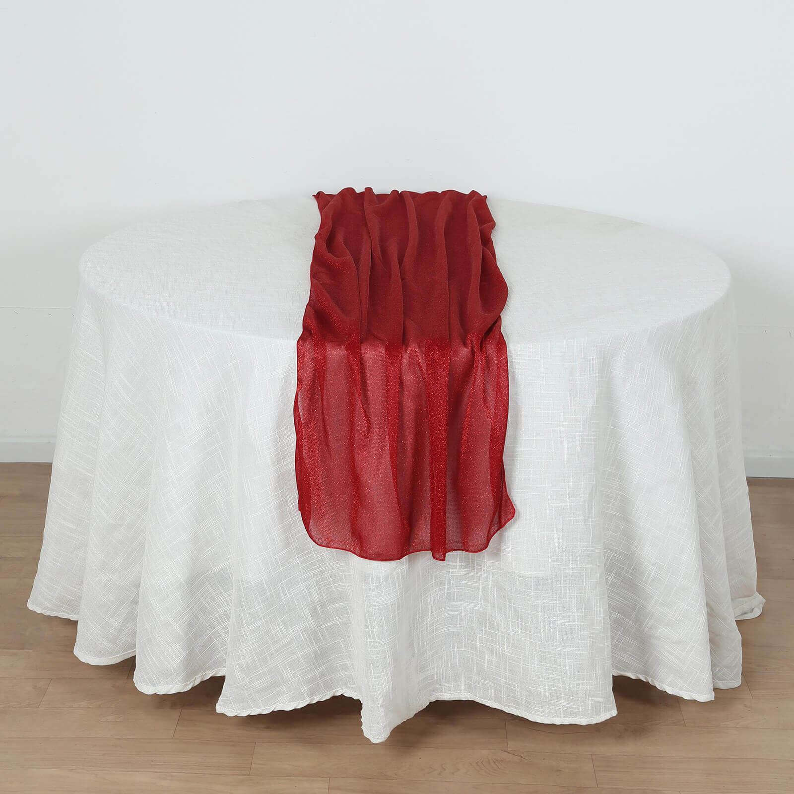 Glitter Gauze 27"x120" Table Runner Red - Sparkling Reusable Sheer Table Linen