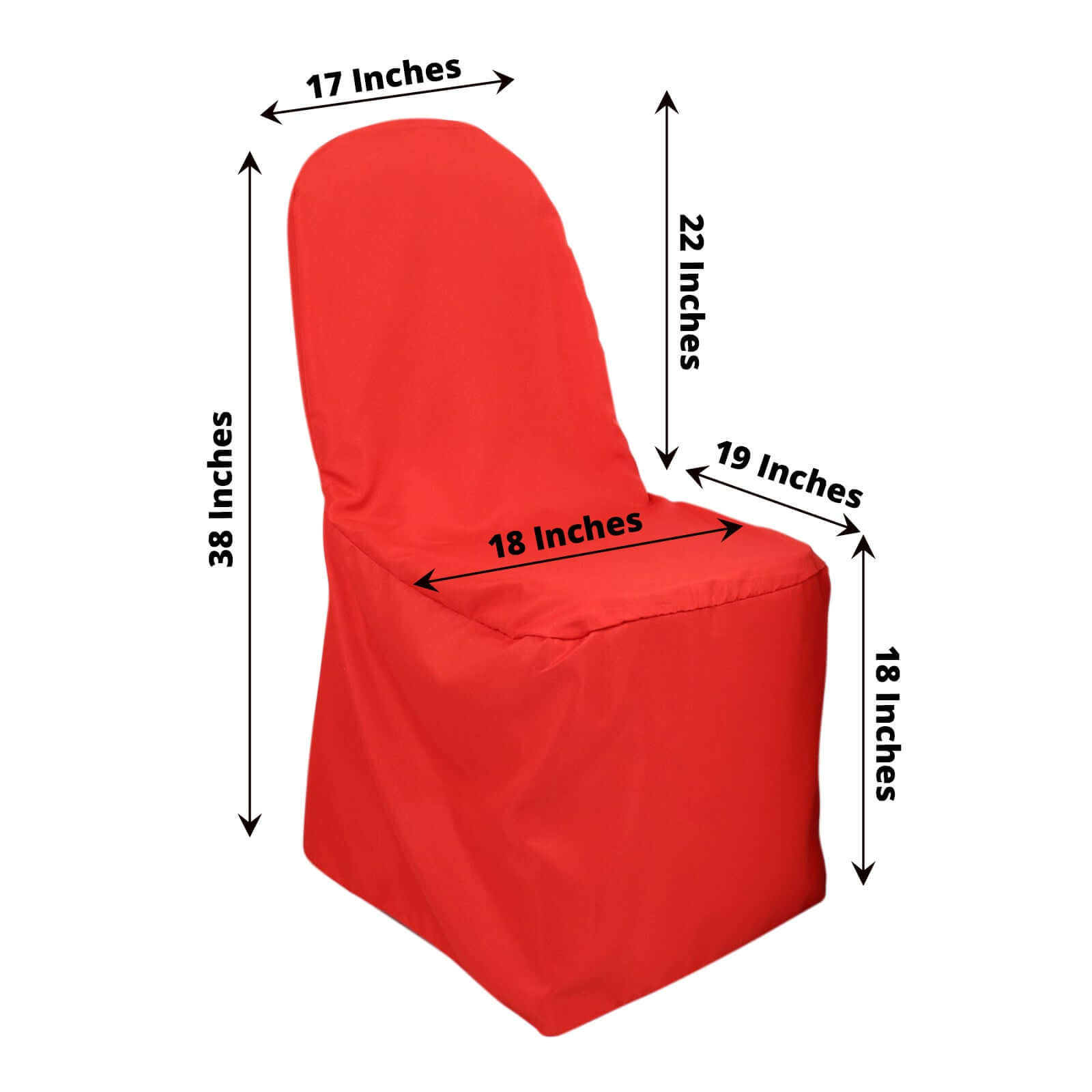 Polyester Slip On Banquet Chair Covers Red - Stain-Resistant Reusable Durable Fabric