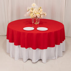 Cotton Blend 90" Round Tablecloth Red - Wrinkle-Resistant Table Cover