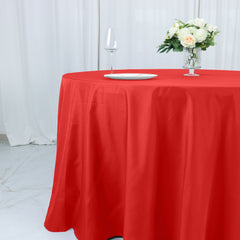 Cotton Blend 132" Round Tablecloth Red - Seamless Wrinkle-Resistant Table Cover
