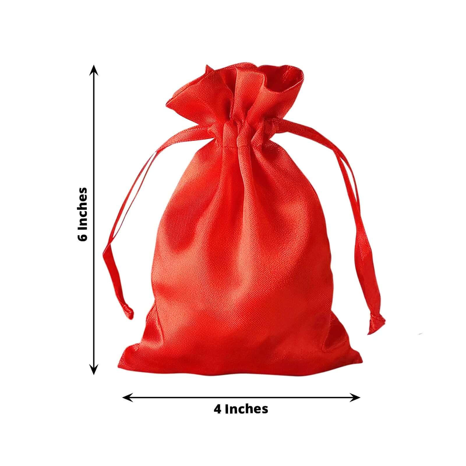 12 Pack 4"x6" Red Satin Drawstring Wedding Party Favor Gift Bags