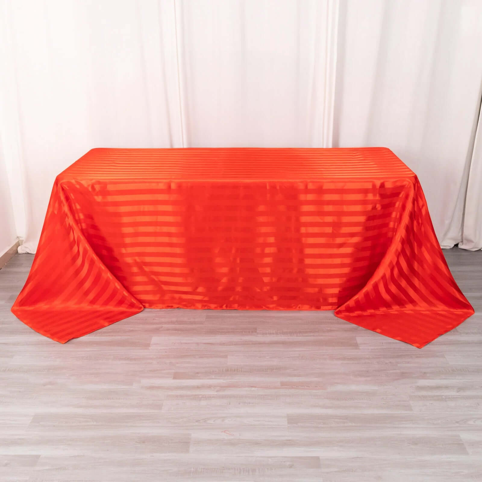 Satin Striped 90"x132" Rectangular Tablecloth Red - Seamless Silky Smooth Table Cover