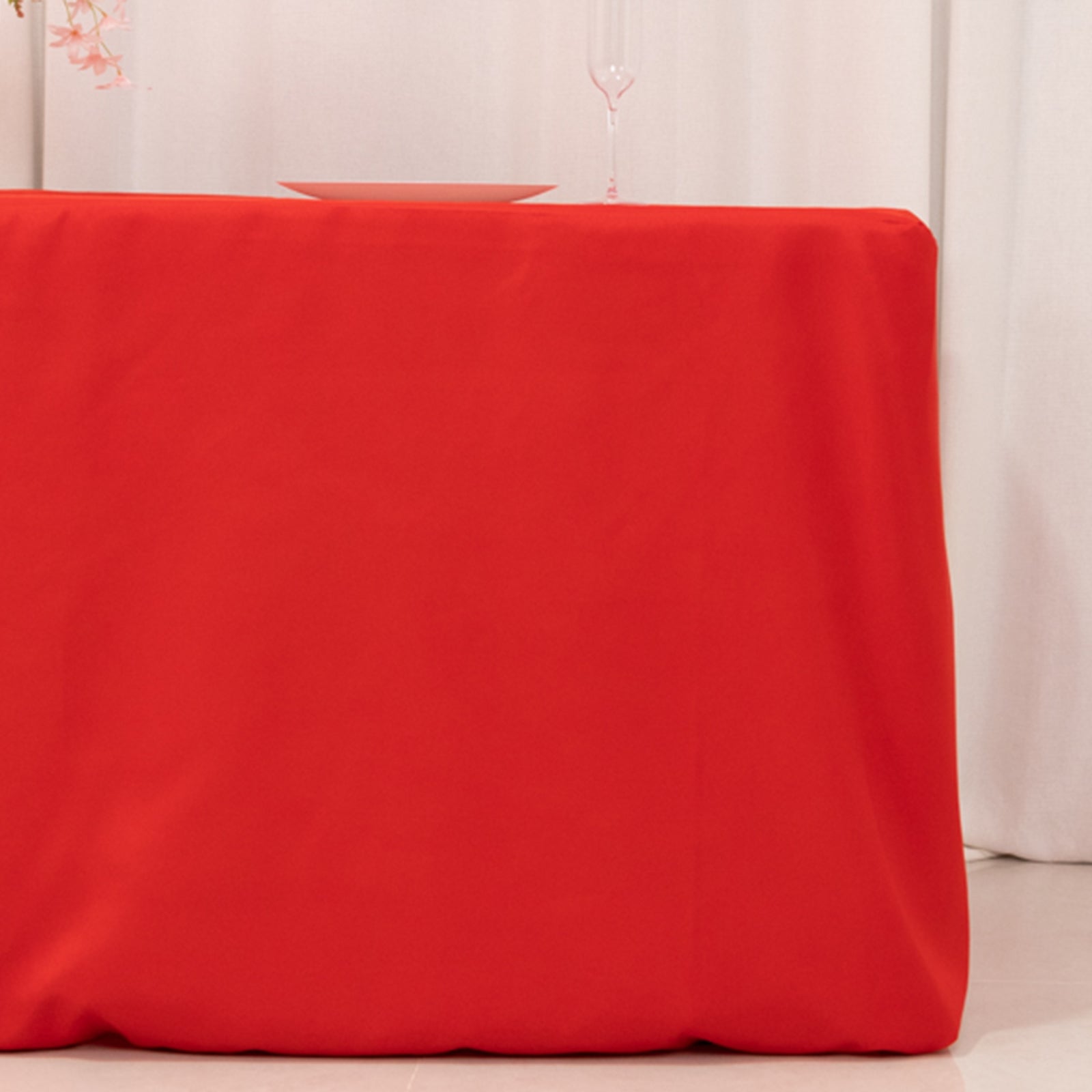 Premium Polyester 6ft Rectangle Tablecloth Red Durable Fitted 220GSM Table Cover