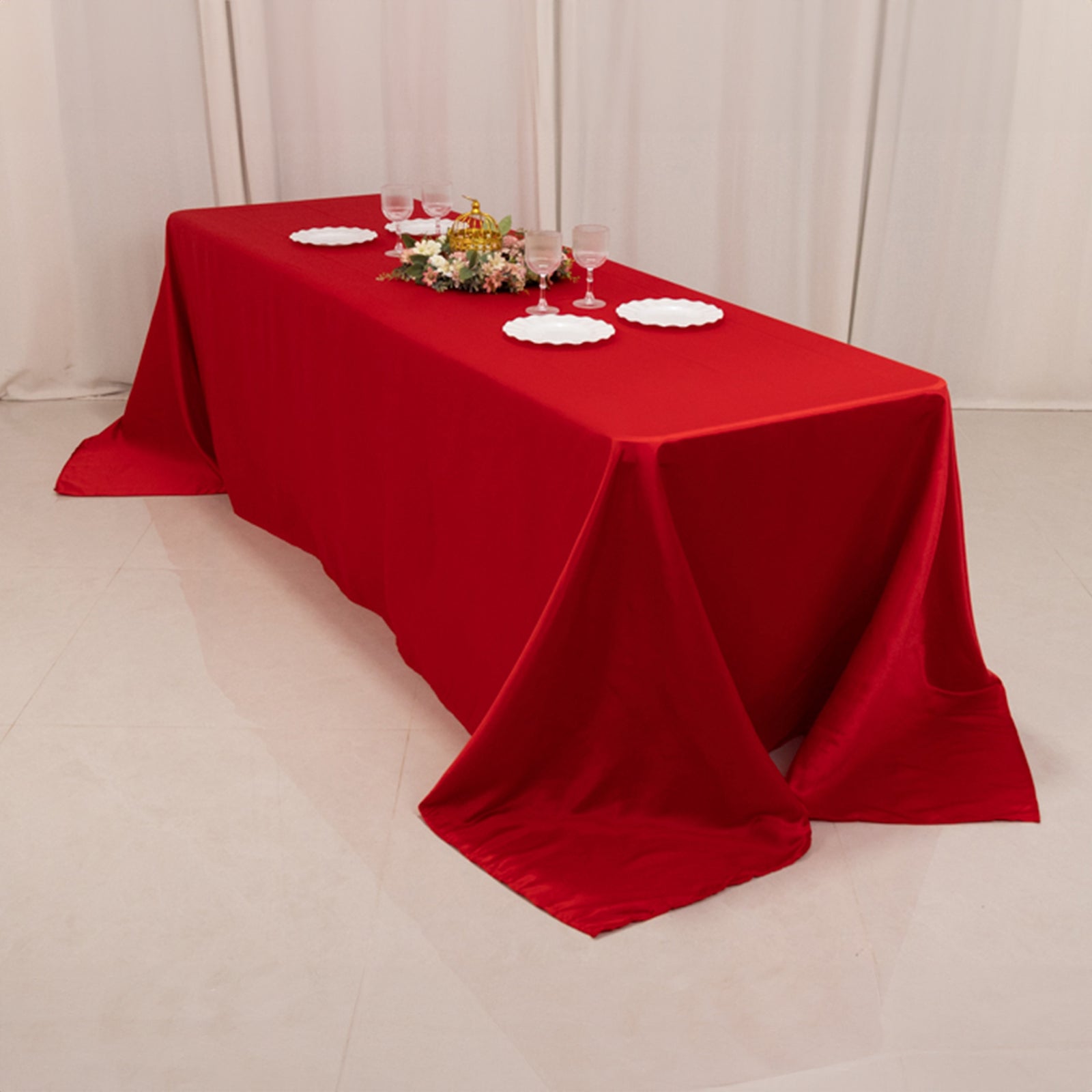 Lamour Satin 90"x156" Rectangle Tablecloth Red - Luxurious, Soft Seamless Table Cover