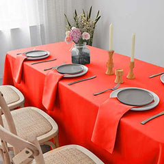 Polyester 90"x132" Rectangle Tablecloth Red - Seamless Wrinkle-Resistant Table Cover