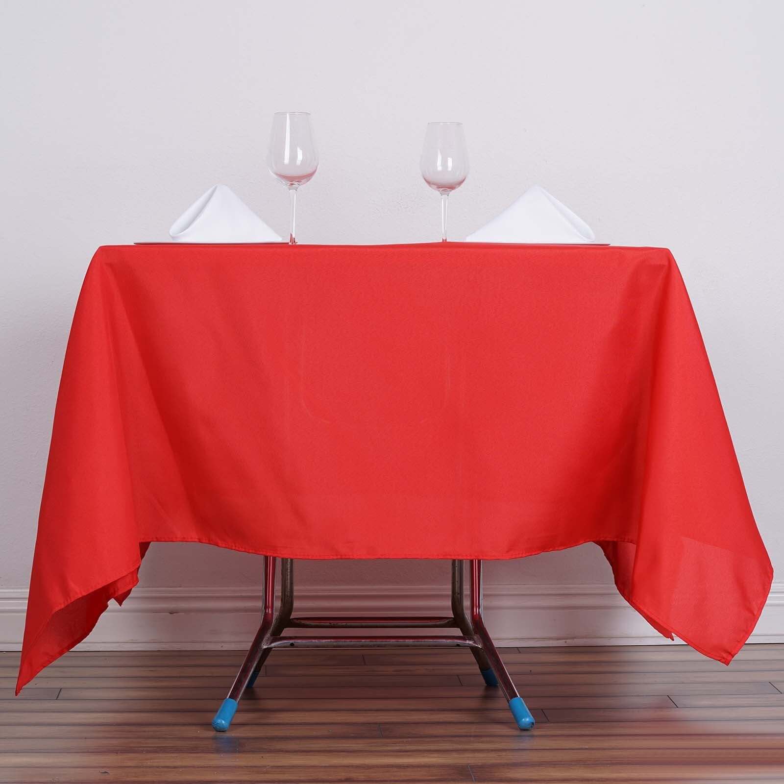 Polyester Square 70"x70" Tablecloth Red - Wrinkle-Resistant & Durable Table Cover