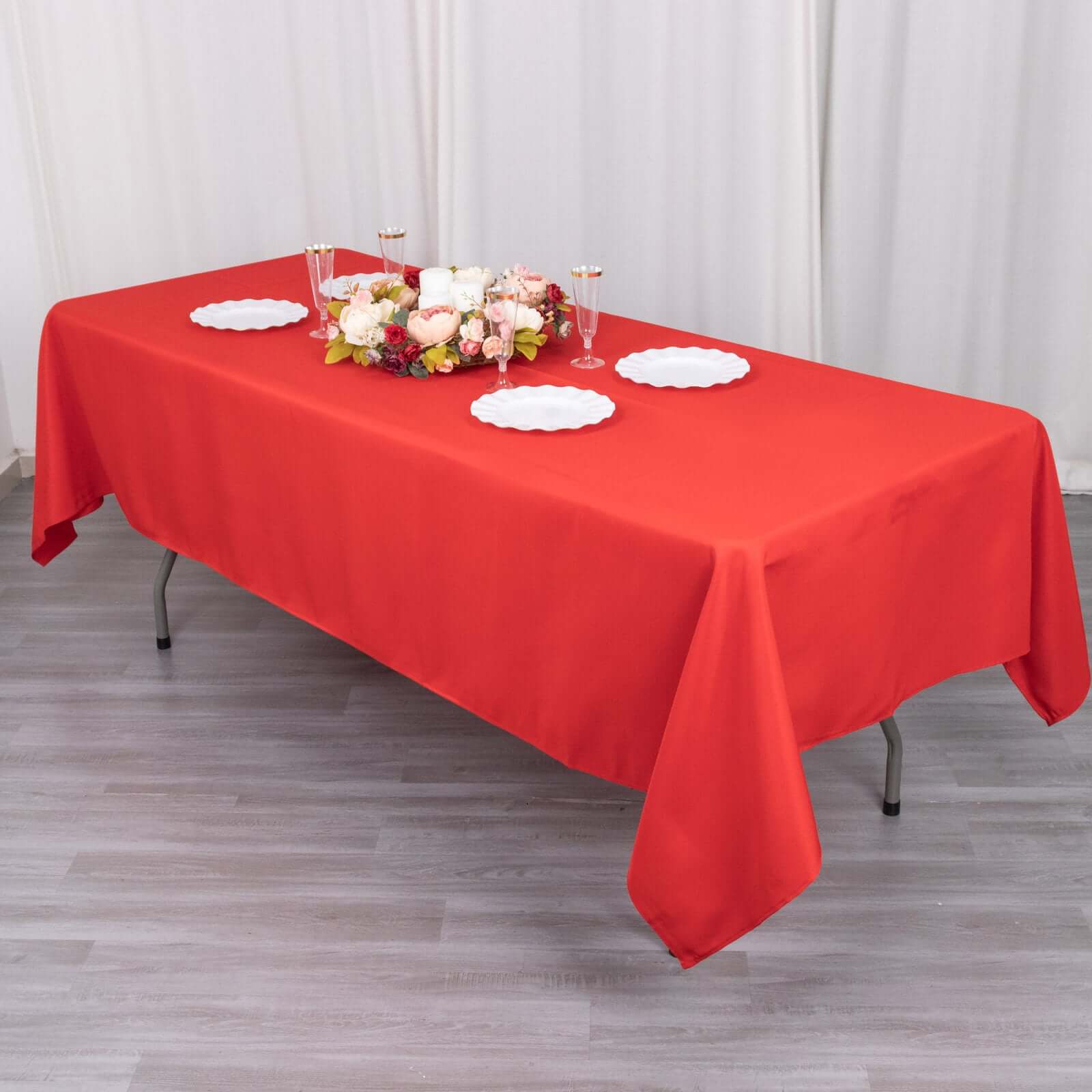 Premium Polyester 60"x102" Rectangle Tablecloth Red - Durable 220GSM Wrinkle-Resistant Table Cover