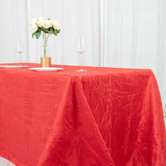 Taffeta 90"x132" Rectangle Tablecloth Red - Seamless Accordion Crinkle Table Cover