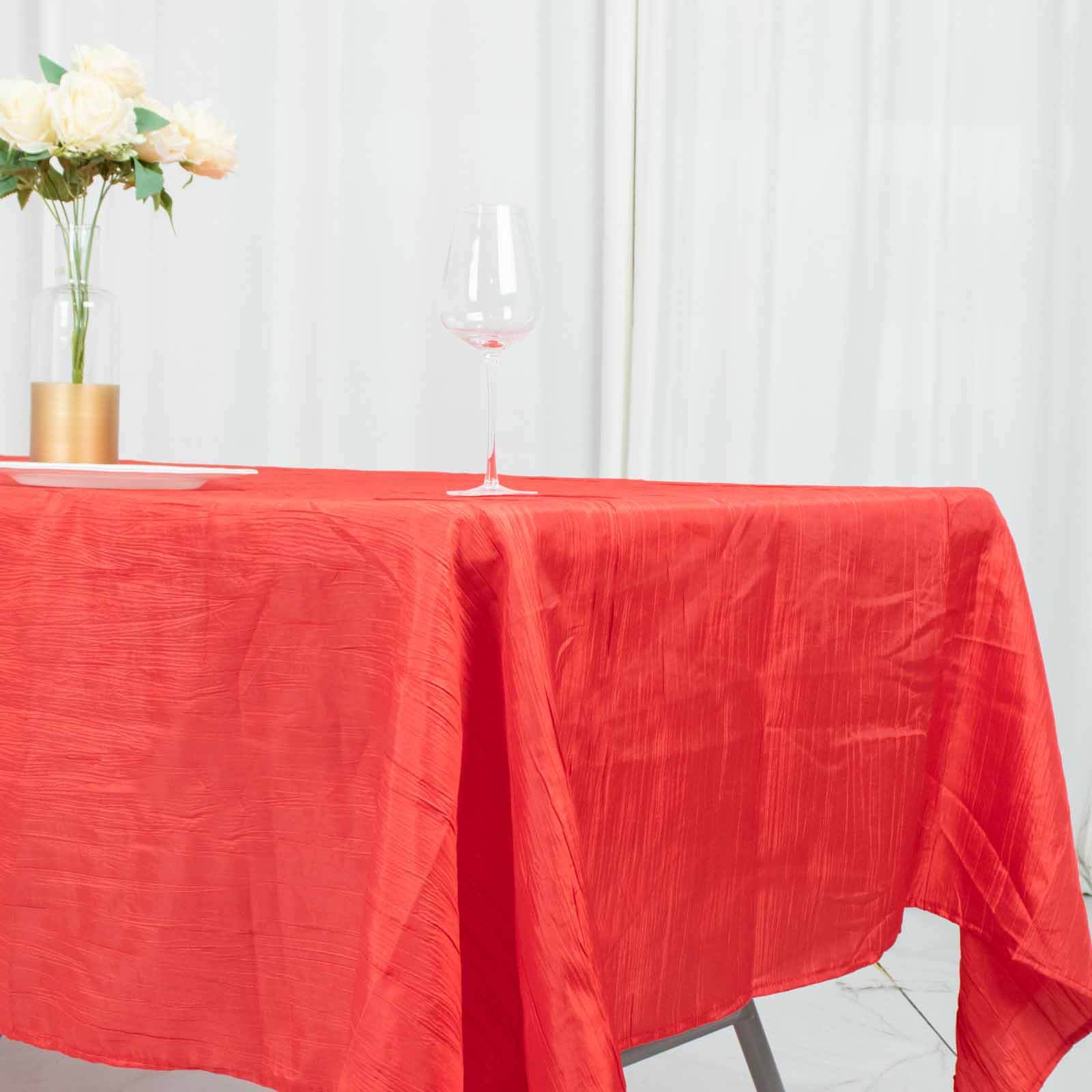 Taffeta 60"x102" Rectangle Tablecloth Red - Accordion Crinkle Table Cover