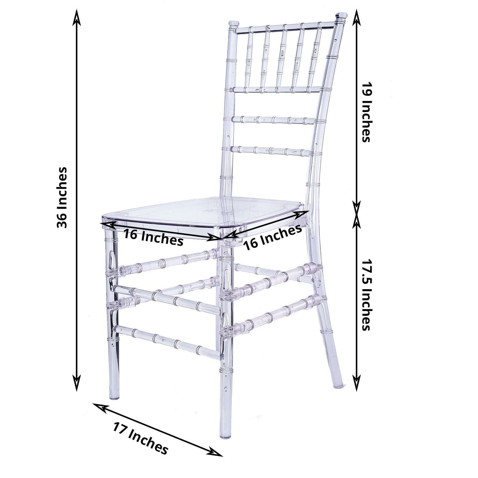 4 Pack Resin Chiavari Chairs Transparent and Stackable Clear - Sleek Armless Design for Weddings & Gatherings