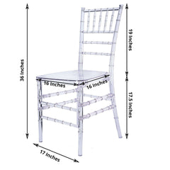 4 Pack Resin Chiavari Chairs Transparent and Stackable Clear - Sleek Armless Design for Weddings & Gatherings