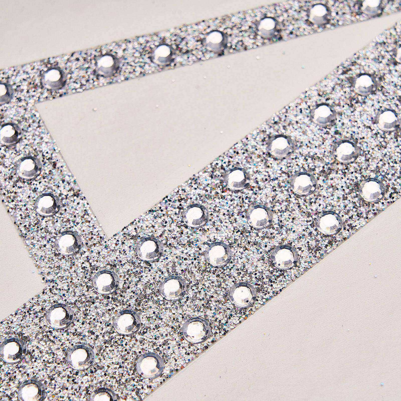Decorative Rhinestone Alphabet "F" Letter Stickers, Glitter Adhesive Craft Letters Silver DIY Sparkle Embellishments 4"