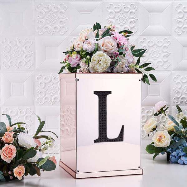 Decorative Rhinestone Alphabet "L" Letter Stickers, Glitter Adhesive Craft Letters Black DIY Sparkle Embellishments 6"