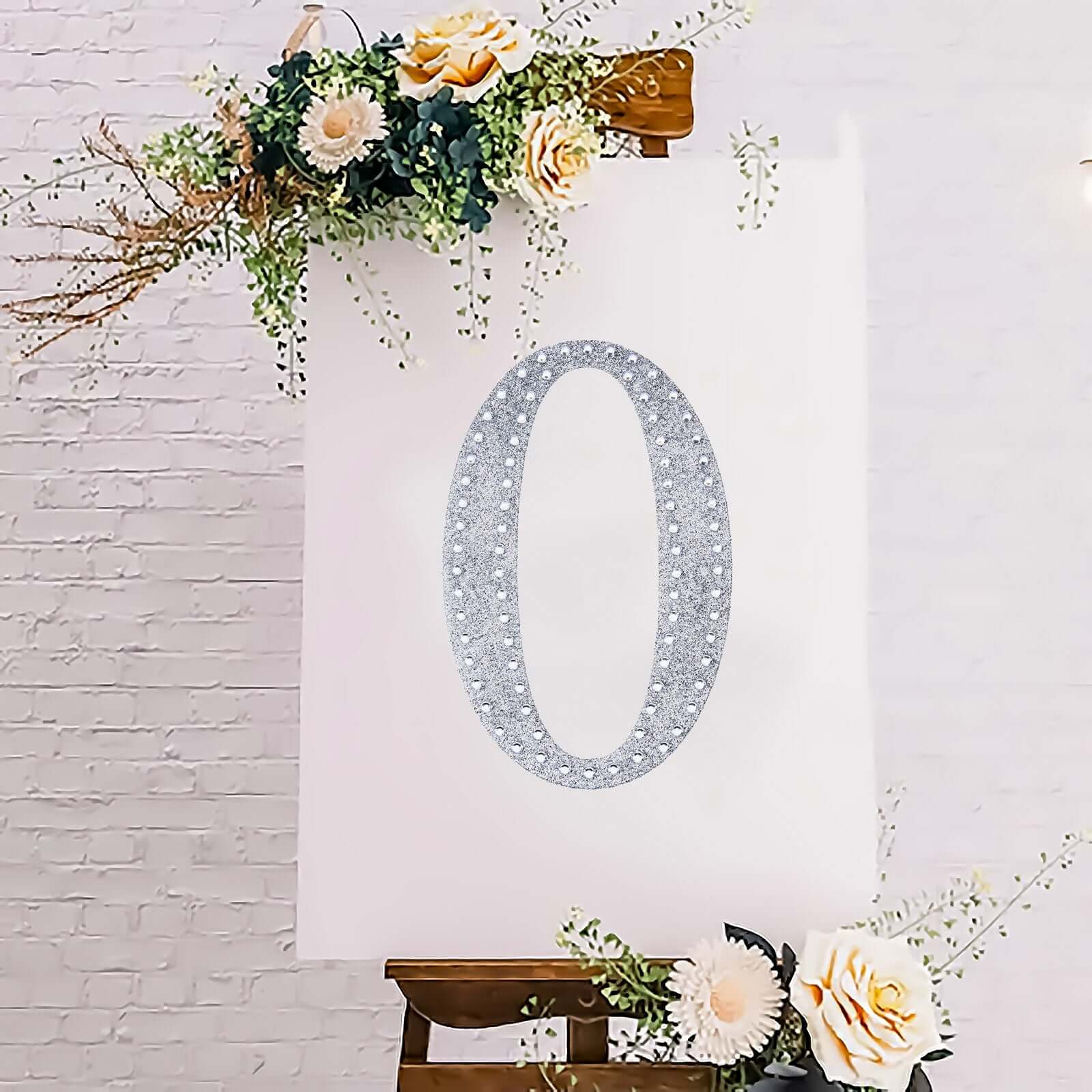 Decorative Rhinestone Alphabet "O" Letter Stickers, Glitter Adhesive Craft Letters Silver DIY Sparkle Embellishments 8"