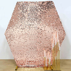 8ftx7ft Rose Gold Big Payette Sequin Sparkly Hexagon Backdrop Stand Cover