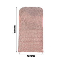 Stretch Spandex Chair Cover Rose Gold for Folding Chairs - Metallic Shimmer Tinsel Back Design Fitted Slipcover