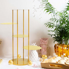 5-Tier Metal Round Cake Stand Centerpiece Gold - Luxurious Pillar Style Cupcake Dessert Display Tower Planter Shelf for Weddings Banquets & Celebrations 2.5ft