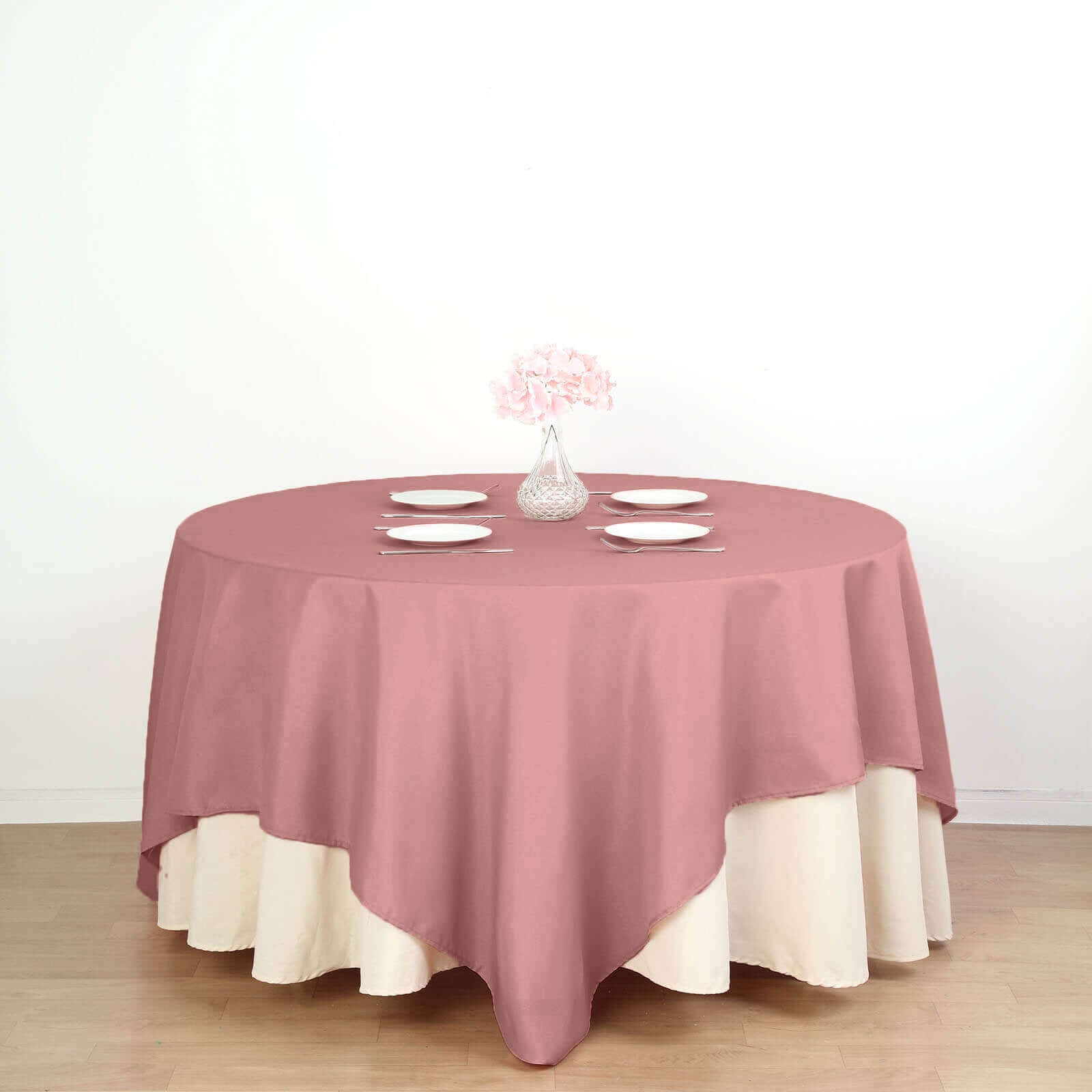 Polyester Square 90"x90" Tablecloth Dusty Rose - Wrinkle-Resistant & Durable Table Cover