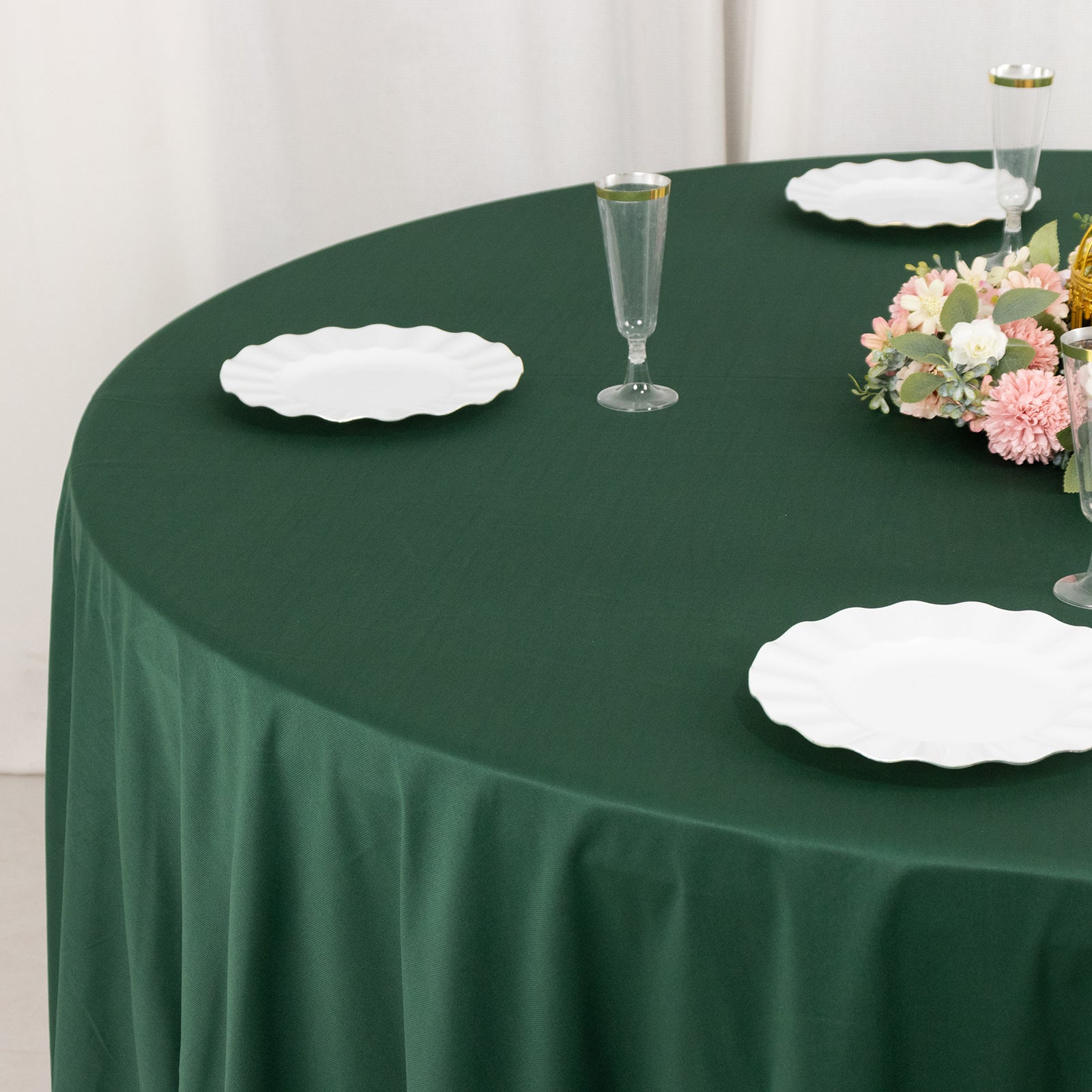 Scuba Round 108" Tablecloth Hunter Emerald Green - Wrinkle Free & Stain Resistant Table Cover