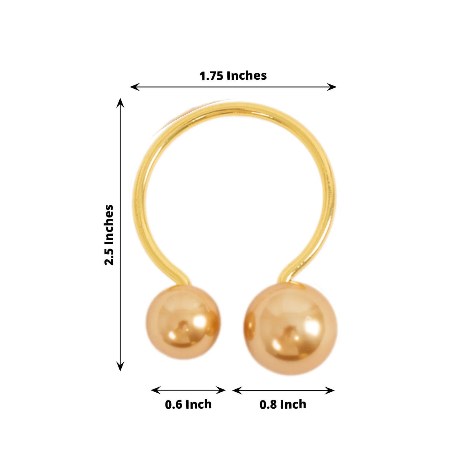 10 Pack Gold Pearl Metal Napkin Holders Dining Table Decor, Elegant Round Wedding Napkin Rings - 2.5"