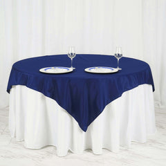 Polyester 70"x70" Table Overlay Square Tablecloth Navy Blue - Wrinkle-Resistant & Durable Table Cover