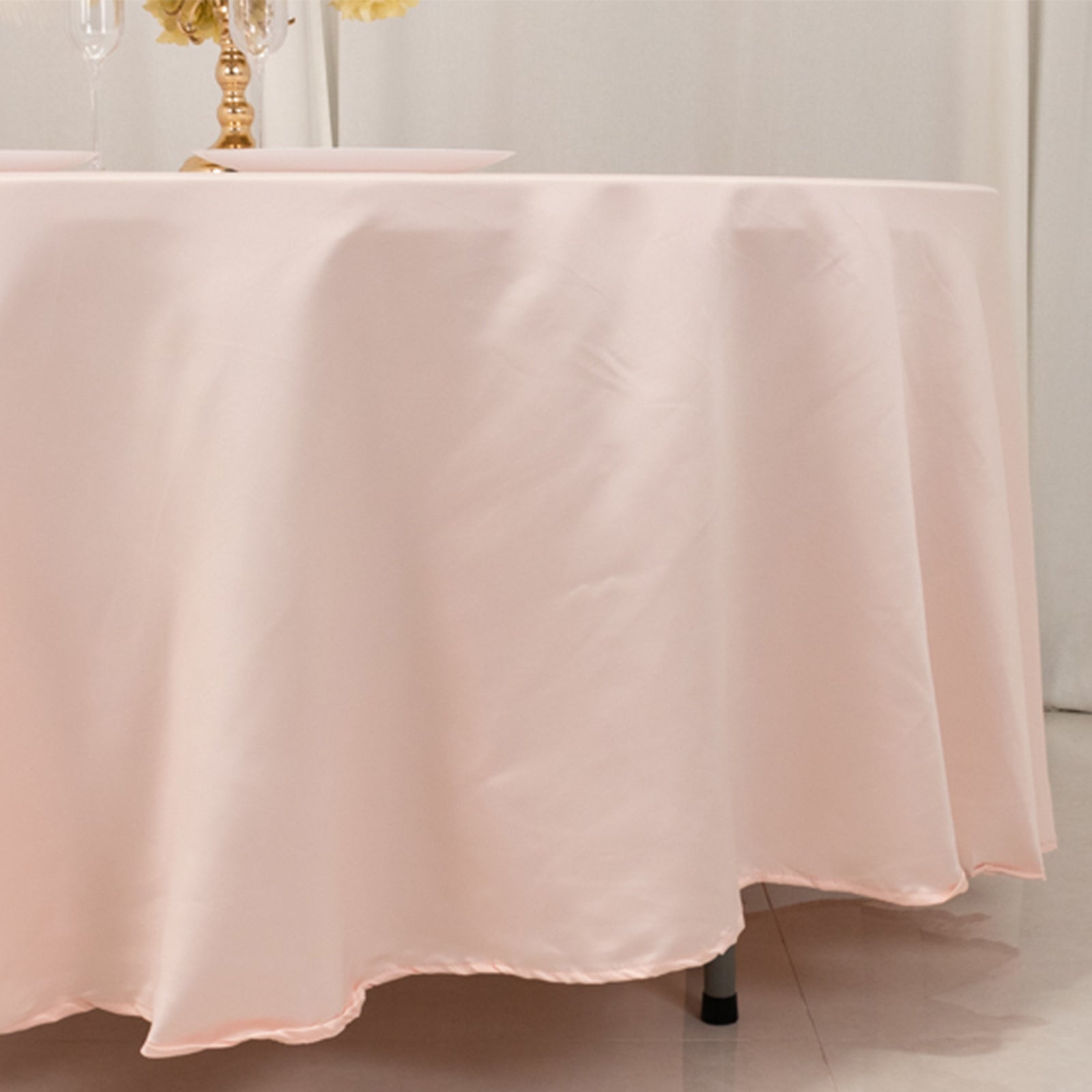 Lamour Satin 108" Round Tablecloth Blush - Durable & Silk-Like Table Cover