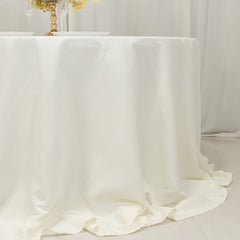 Cotton Blend 132" Round Tablecloth Ivory - Seamless Wrinkle-Resistant Table Cover
