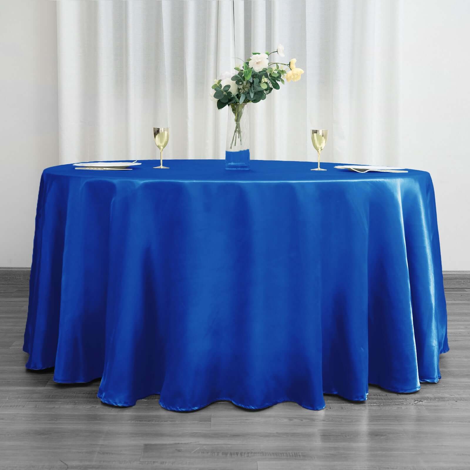 Satin 120" Round Tablecloth Royal Blue - Stylish Seamless Table Cover