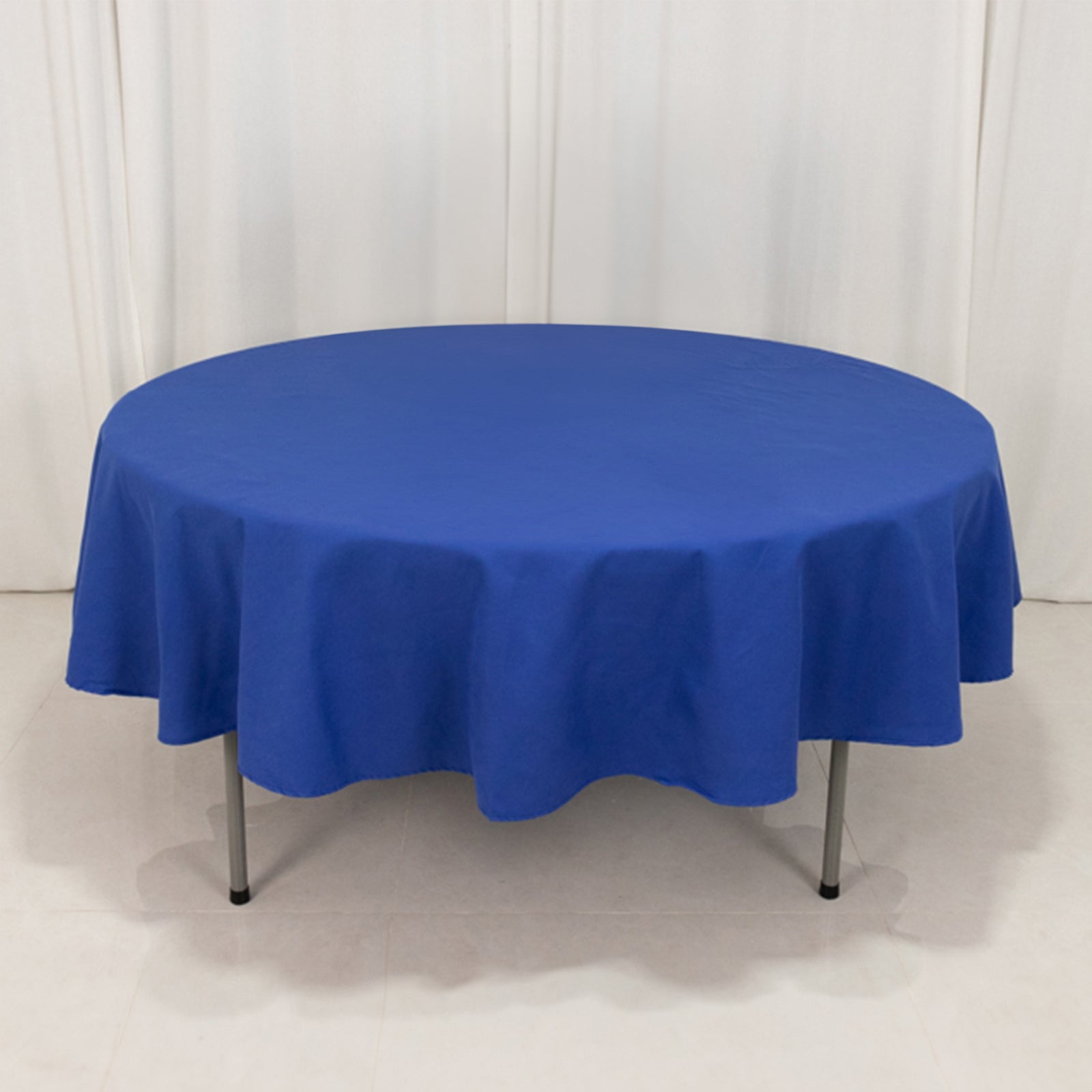 Cotton Blend 90" Round Tablecloth Royal Blue - Wrinkle-Resistant Table Cover