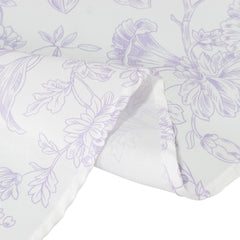 Polyester 108" Round Tablecloth White - Lavender Lilac French Toile Pattern for Chic Weddings