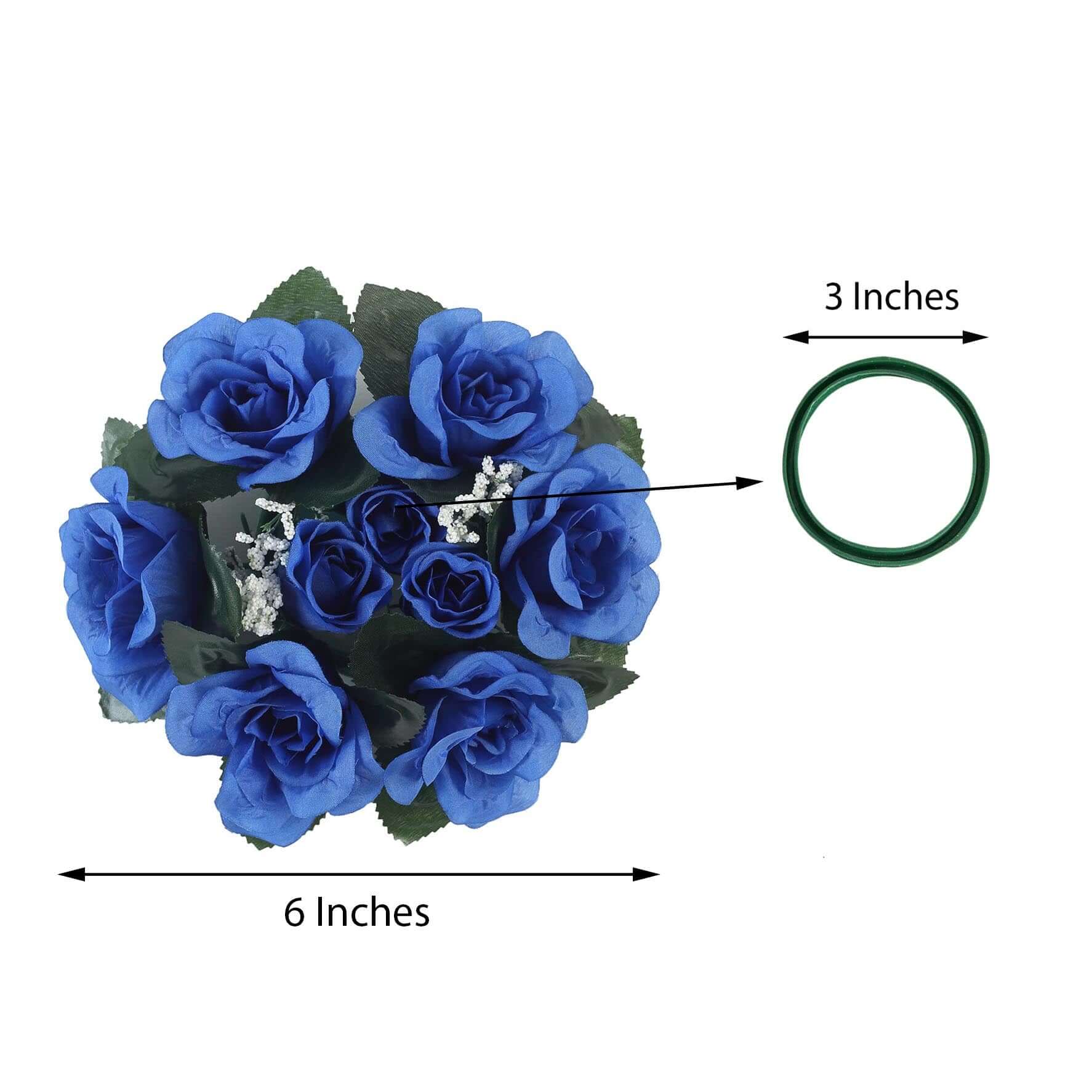 4 Pack 3" Royal Blue Artificial Silk Rose Flower Candle Ring Wreaths