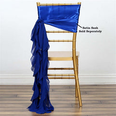 Chiffon Chair Sash with Curly Design Royal Blue - Stylish Chair Decorations